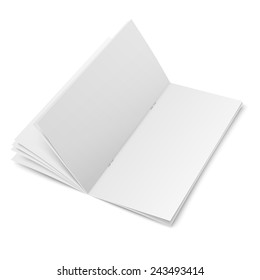 Empty spreaded multipage brochure template with clips on white background, pure. Vector illustration. EPS10.