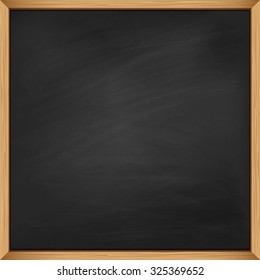 Empty square blackboard with wooden frame. Template