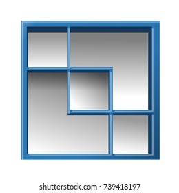 Empty square bookshelf. Shelf for books blue. Vector Illustration
