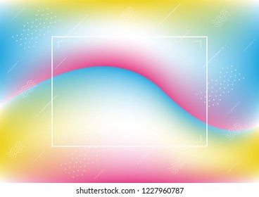 Empty square border with decorations on colorful gradient background, abstract trendy design template for presentation