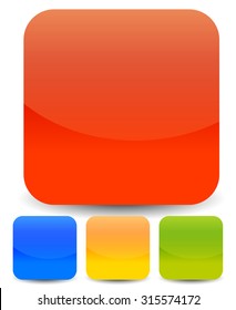 Empty square buttons. Glossy, shiny square buttons, icons with blank space.