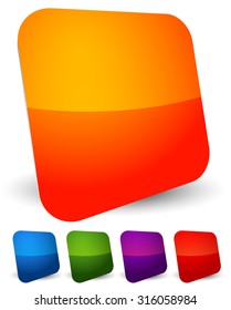 Empty square icons, symbol backgrounds. Colorful squares. Glossy, shiny buttons with blank space.