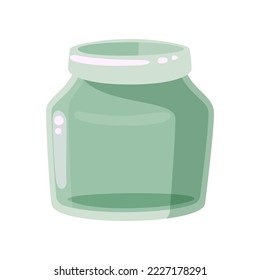 Empty square jar cartoon illustration. Glass can. Canning, conserve, grocery, tinned or preserved food concept