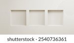 Empty square niche in white wall. Realistic 3d vector illustration of showcase interior shelf for goods display. Light gallery box stand or bookshelf mockup for product presentation and exposition.