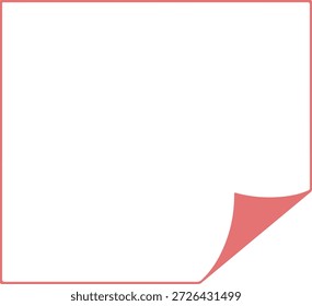Página de papel cuadrado vacía con una esquina doblada que crea sombra. Aislado sobre fondo blanco, perfecto para mostrar notas, mensajes o como elemento de Diseño gráfico. Plantilla limpia y sencilla.