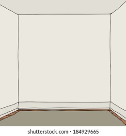 Empty square room with blank walls illustration
