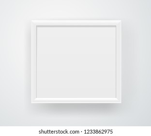 Empty square white frame on a wall. Vector layout