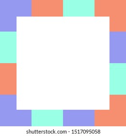 empty square white on pastel color squares checkered block, template banner checker multi color rainbow, ad colorful block soft pastel bright, cubes square polygon mosaic and copy space advertising