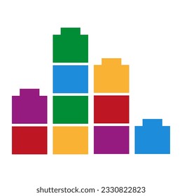 Empty stack of cubes. Scattered colorful blocks. Vector illustration. EPS 10.