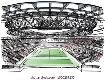 Empty stadium, hand drawn sketch