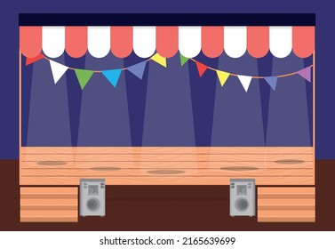 Empty stage background. Cartoon show decoration scene