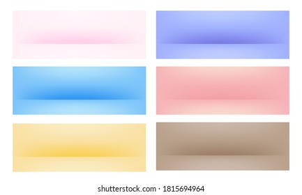 Empty stage background collection. Colorful studio 3d mock up 3D. Pastel color empty showroom  for product display. Banner for advertise product on website. 
