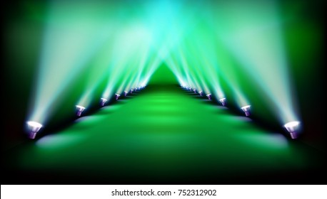 Empty stage before fashion show. Vector illustration.
