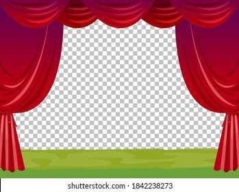 Empty stage illustration with red curtains transparent illustration
