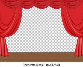 Empty stage illustration with red curtains transparent illustration