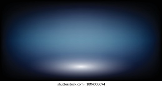 Empty stage layout with dark blue radial gradient background and spot light on stage.Vector illustration.