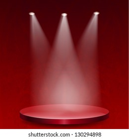 Empty Stage Lit Lights On Red Stock Vector (Royalty Free) 130294898 ...