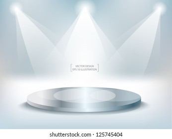 Empty stage podium with light. vector illustration