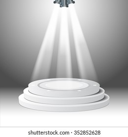 Empty stage with a spot light template - vector illustration