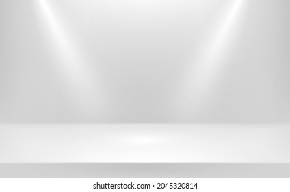 Empty stage with spotlight. 3d style vector background