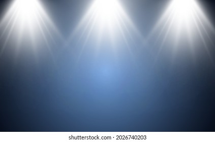 Empty stage with spotlights. Lighting devices on a transparent background.