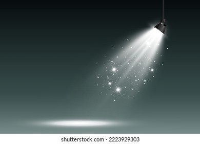 Empty stage with spotlights. Lighting devices on a transparent background.