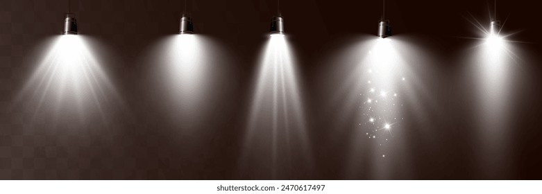 Empty stage with spotlights. Lighting devices on a transparent background	
