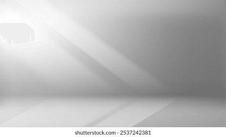Empty stage with sun beam. 3d vector 16:9 wide background for product design