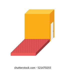 Empty stage and wall. Isometric square podium. Storeroom