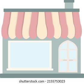 empty stall or shop isolated on white background. Cartoon little kiosk for selling sweets or bakery  illustrated design, for kids. 