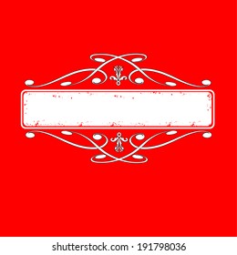 Empty stamp white on red background, vector illustration