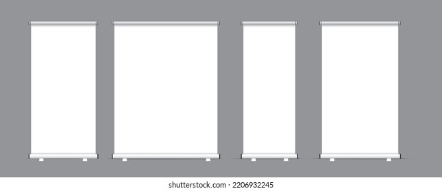 Empty Standee banner mockup. Realistic exhibition blank display. Display mockup for presentation or exhibition product, Vectors
