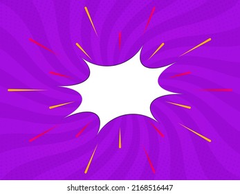 Empty Starburst Frame Against Purple Radial Rays Background.