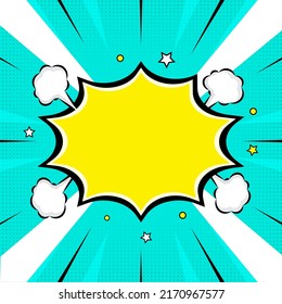 Cartel O Marco Vacío De La Jardina De Starburst Con Burbujas, Estrellas Sobre Rayos Cianos Y Blancos Dotados De Fondo.