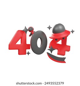 Empty state 404 error 3d icon render.