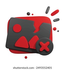 Empty state 404 error 3d icon render.