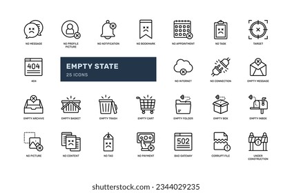 empty state error state ui detailed icon set website. eps vector file