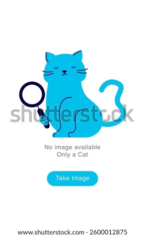 Empty State Illustration. Cat with Magnifying Glass. Search or No Results