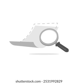 empty state illustration a silhouette of a document and magnifying glass, no document or data found. Ideal for concepts such as missing files, unavailable, search no result, errors in apps or websites