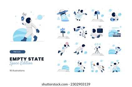 Empty State Illustration with space Astronaut Theme with various empty state, empty inbox, no message, 404, error page - Shutterstock ID 2302903139