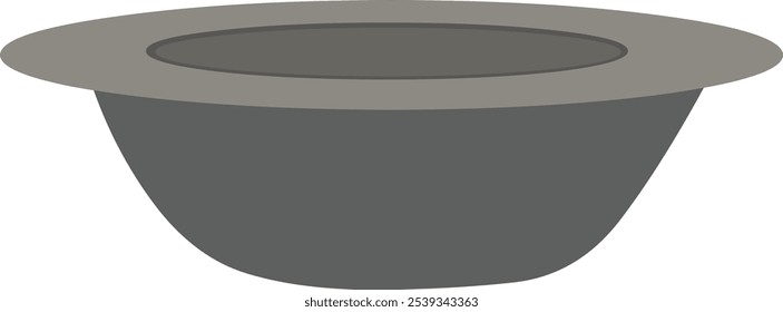 empty steel bowl vetor illustration.Stainless steel patila flat drawing isolated on white 