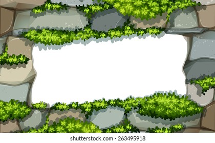 Empty stonewall frame on a white background