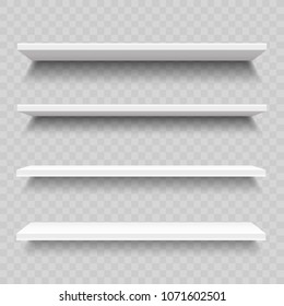 Empty store shelves for product. Shop interior vector infographic template. Illustration of interior bookshelf. Realistic vector