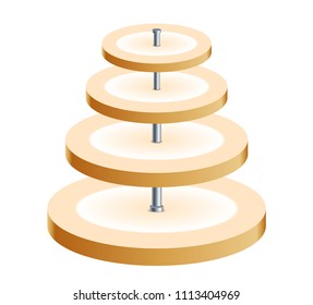 empty store shelves. Retail shelf rack. Showcase display. Mockup template ready for your design. Vector illustration