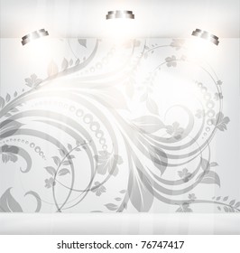 Empty storefront with floral background. You can change colors for the background, eps10 vector