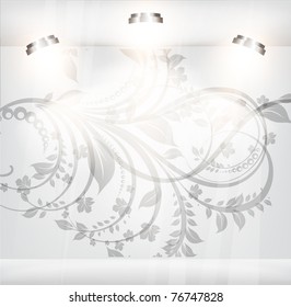 empty storefront with floral background. You can change colors for the background, eps10 vector