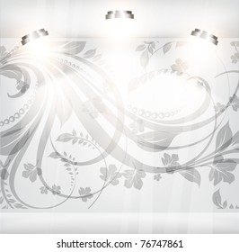 empty storefront with floral background. You can change colors for the background, eps10 vector