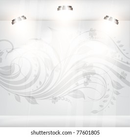 empty storefront with floral background. You can change colors for the background, vector