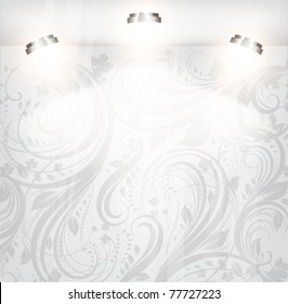 empty storefront with floral background. You can change colors for the background, vector