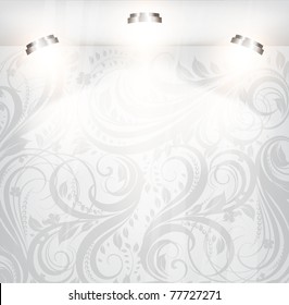 empty storefront with floral background. You can change colors for the background, vector